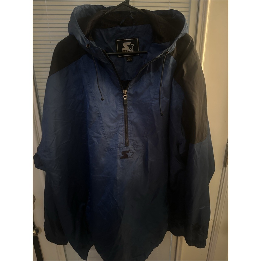 Starter Blue & Black Nylon Rain Jacket Windbreaker Lightweight Men's XL-NWOT